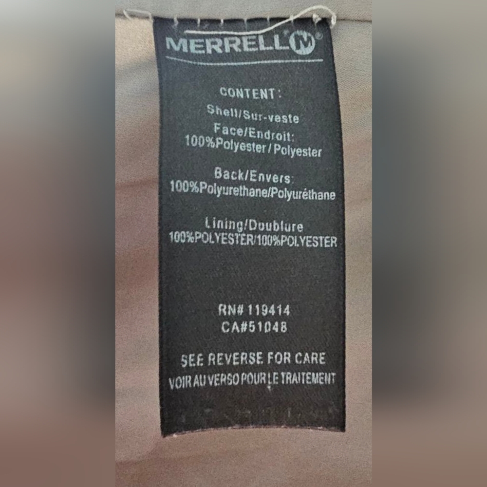 Merrell Opti-Shell Water Resistant Hooded Rain Jacket Removable Hood Adjustable - Picture 7 of 12
